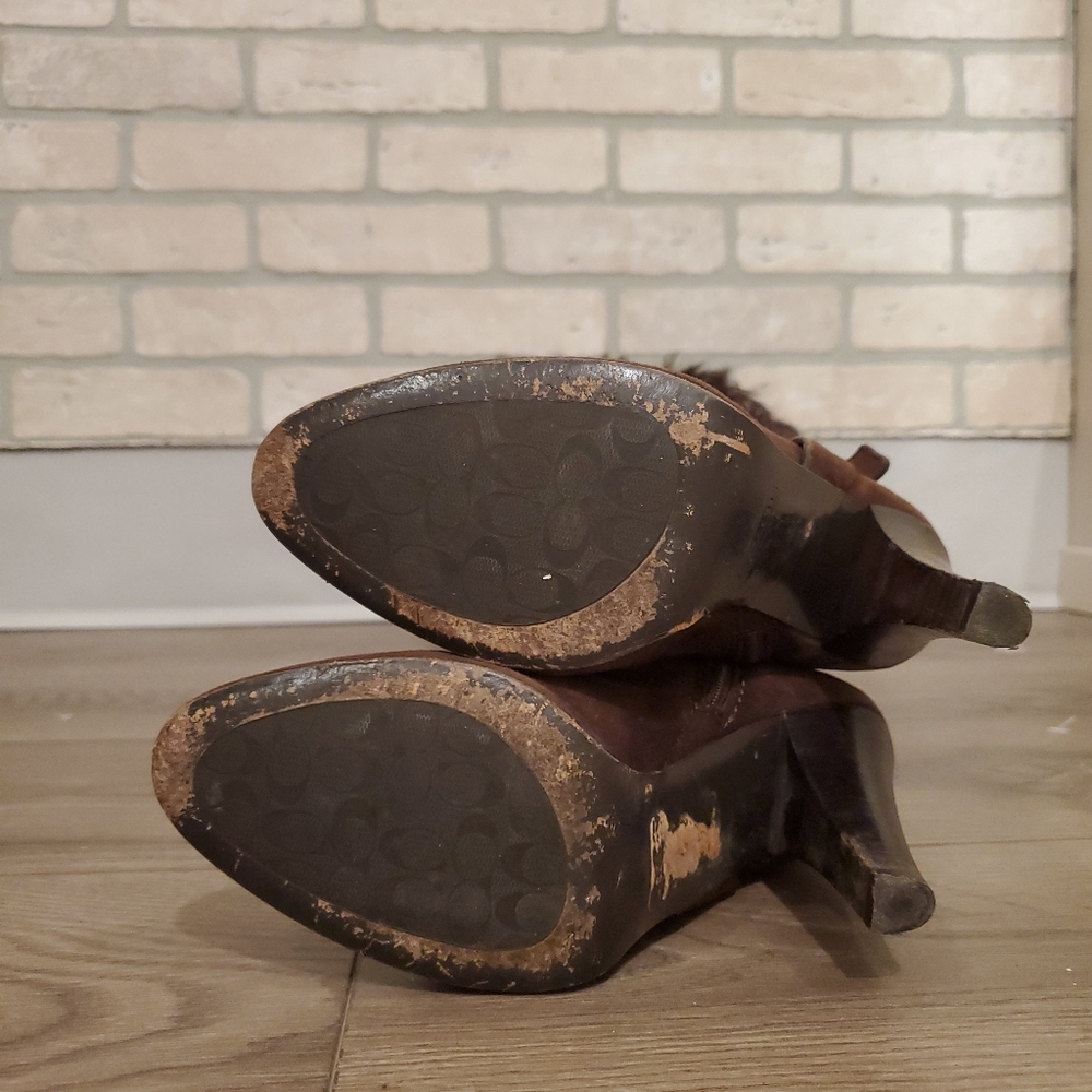 Coach Brown Tall Suede Boots Retail $390 - Picture 3 of 3